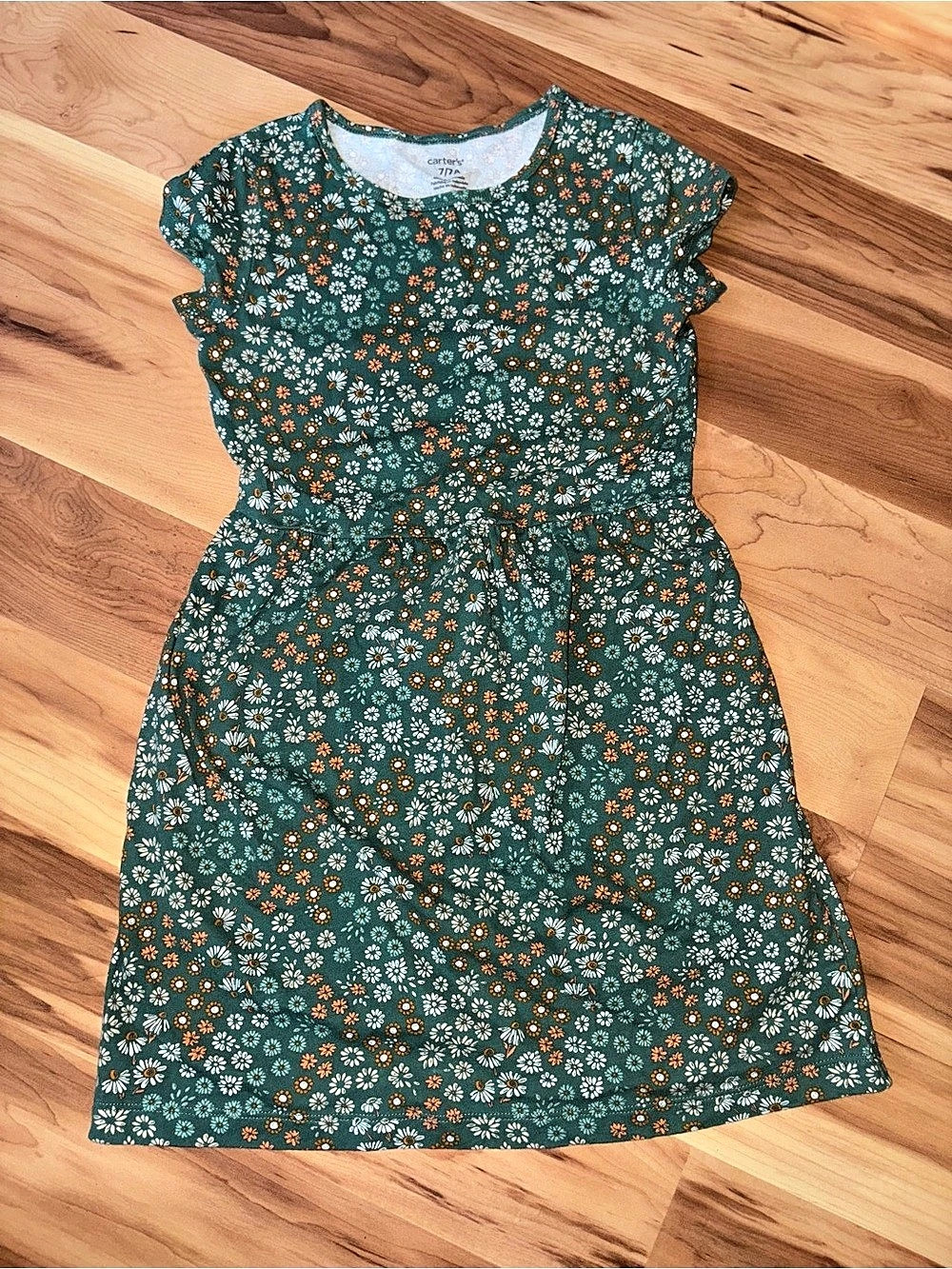 Carter's Girls Floral Dress Green & Orange Size 7